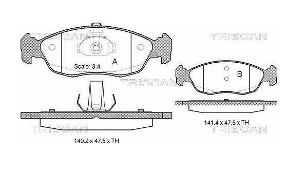 Снимка на Комплект предни дискови спирачни накладки за CITROËN, PEUGEOT TRISCAN 8110 28007, TRISCAN, цена 30.68 лв